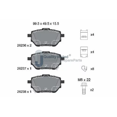 Sada brzdových platničiek kotúčovej brzdy PP267JM /Japanparts/ - obr. 1