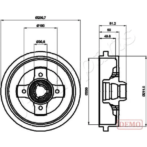 Brzdový bubon JAPANPARTS TA-0909C