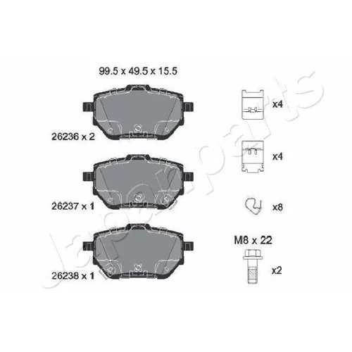 Sada brzdových platničiek kotúčovej brzdy PP-267AF /Japanparts/ - obr. 1