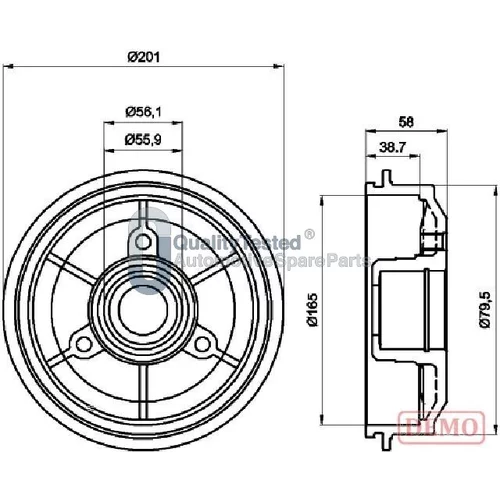 Brzdový bubon JAPANPARTS TA0607JM