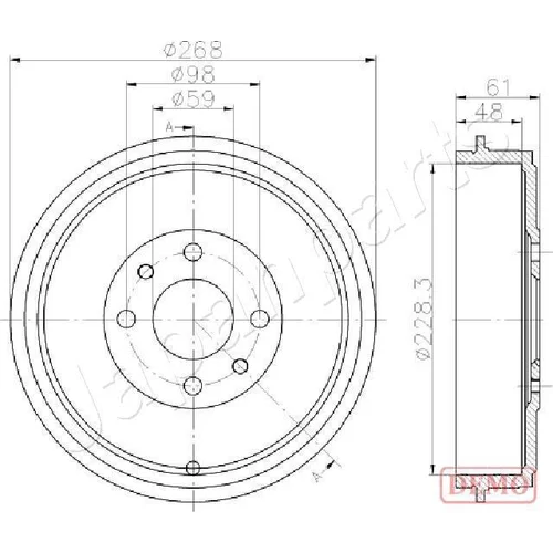 Brzdový bubon JAPANPARTS TA-0613C