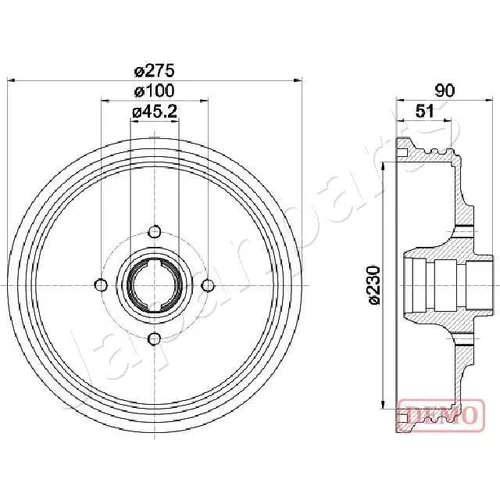 Brzdový bubon JAPANPARTS TA-0908C