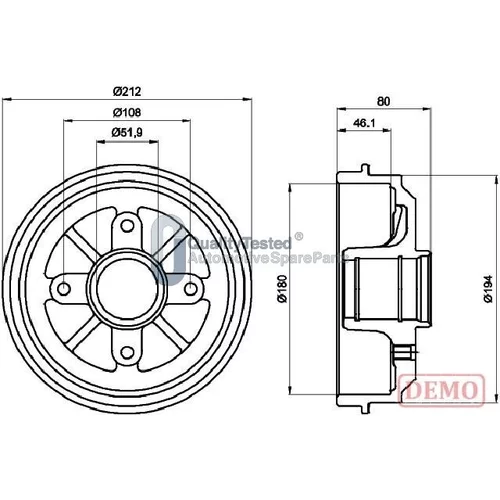 Brzdový bubon JAPANPARTS TA0608JM