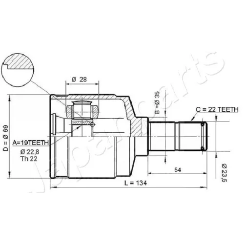 Sada kĺbov hnacieho hriadeľa GI-W21 /Japanparts/ - obr. 2