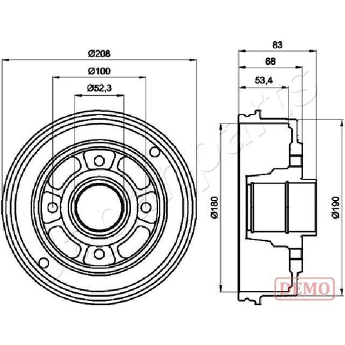 Brzdový bubon JAPANPARTS TA-0707C