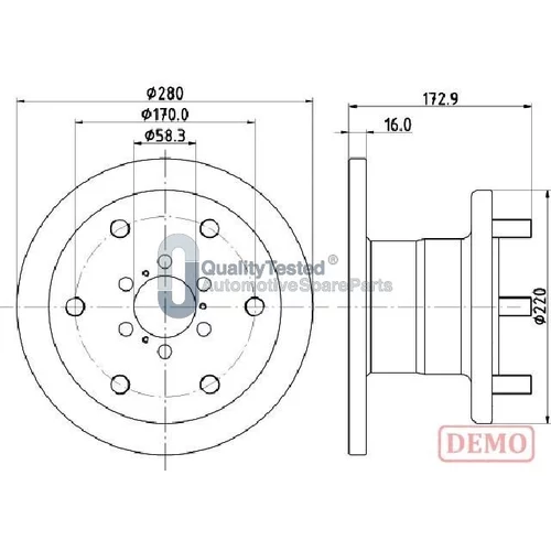 Brzdový kotúč JAPANPARTS DI0255JM
