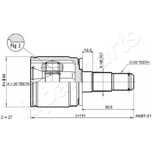 Sada kĺbov hnacieho hriadeľa JAPANPARTS GI-578