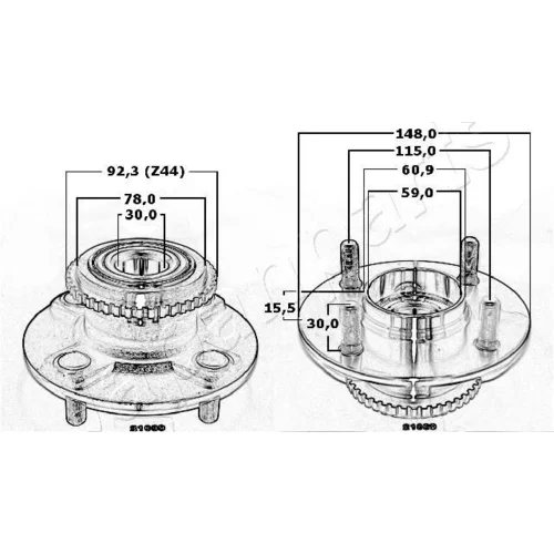 Náboj kolesa KK-21039 /Japanparts/ - obr. 2