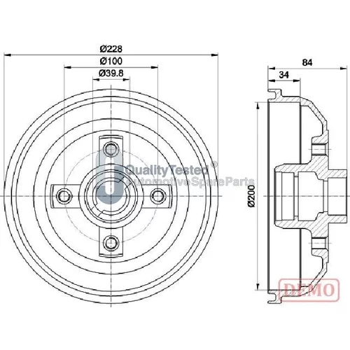 Brzdový bubon JAPANPARTS TA0407JM
