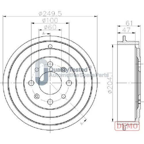 Brzdový bubon JAPANPARTS TA0606JM