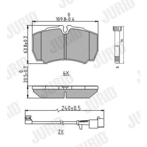 Sada brzdových platničiek kotúčovej brzdy 2912309561 /JURID/ - obr. 1