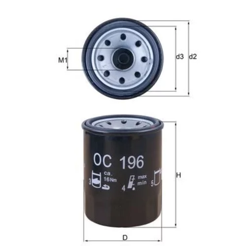 Olejový filter KNECHT OC 196 (KNECHT - Mahle) - obr. 2