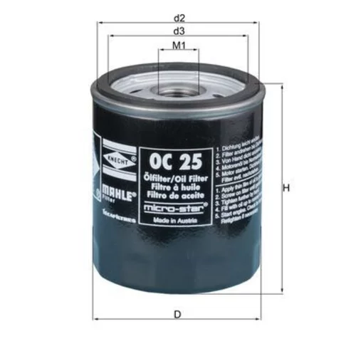 Olejový filter KNECHT OC 25 (KNECHT - Mahle) - obr. 2