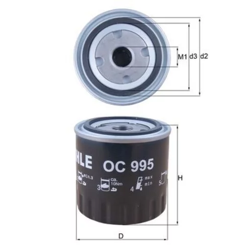 Olejový filter KNECHT OC 995 (KNECHT - Mahle) - obr. 2