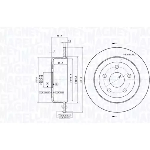 Brzdový kotúč MAGNETI MARELLI 360406171001