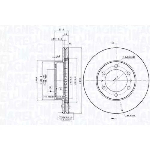 Brzdový kotúč MAGNETI MARELLI 360406188801