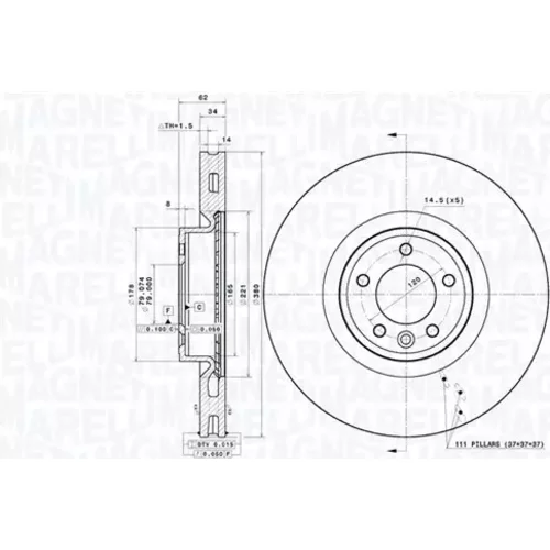 Brzdový kotúč MAGNETI MARELLI 360406195501
