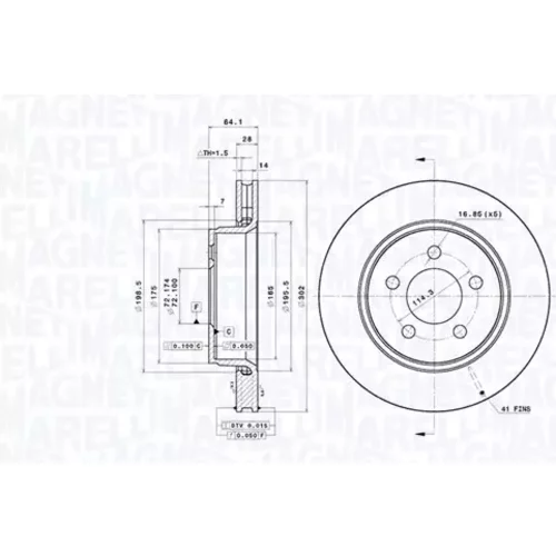 Brzdový kotúč MAGNETI MARELLI 360406198301