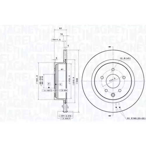 Brzdový kotúč MAGNETI MARELLI 360406205001