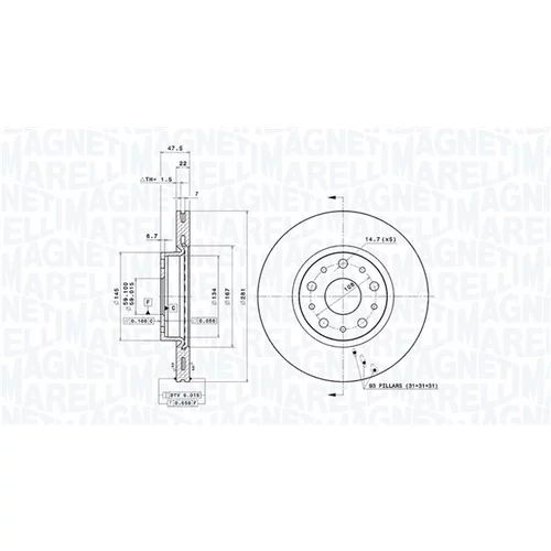 Brzdový kotúč MAGNETI MARELLI 360406029101
