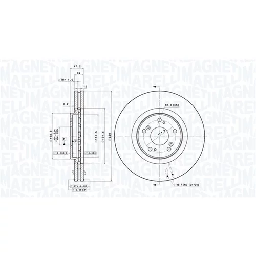 Brzdový kotúč MAGNETI MARELLI 360406117801