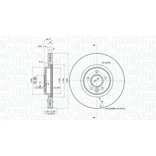 Brzdový kotúč MAGNETI MARELLI 360406156501