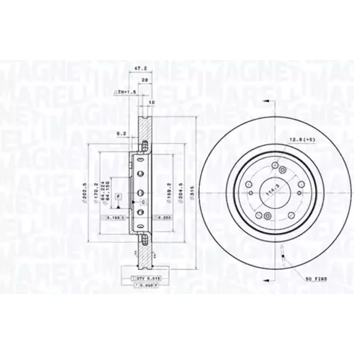 Brzdový kotúč MAGNETI MARELLI 360406188501
