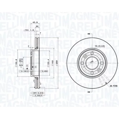 Brzdový kotúč MAGNETI MARELLI 360406211001