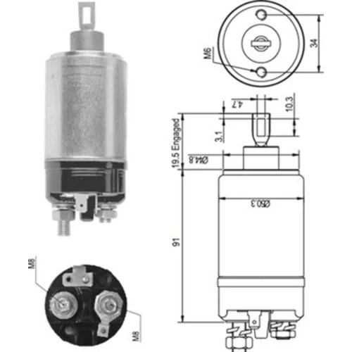 Elektromagnetický spínač pre štartér MAGNETI MARELLI 940113050087