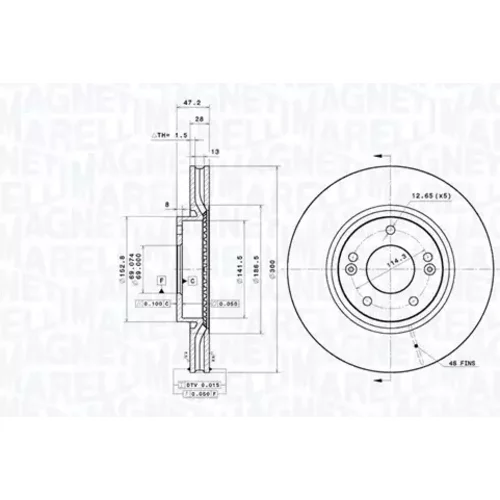 Brzdový kotúč MAGNETI MARELLI 360406167001