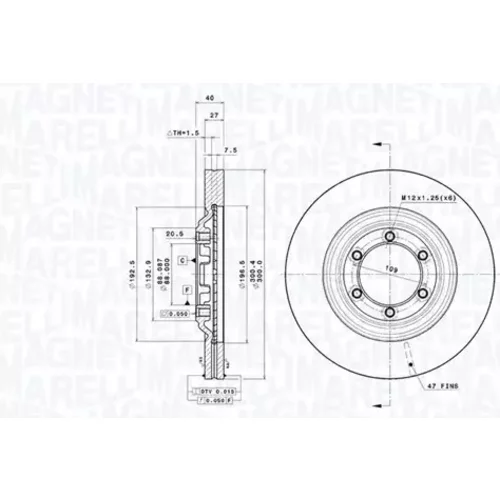Brzdový kotúč MAGNETI MARELLI 360406187200
