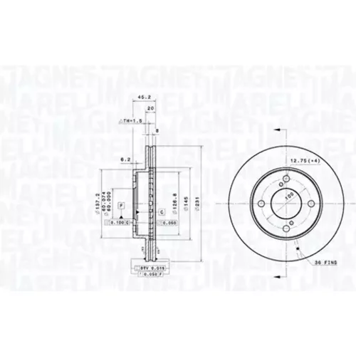 Brzdový kotúč MAGNETI MARELLI 360406195201