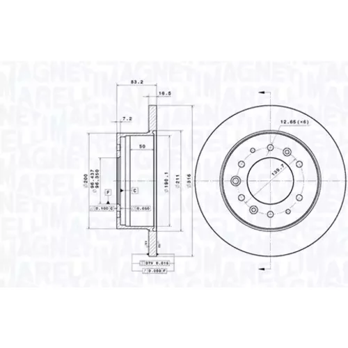 Brzdový kotúč MAGNETI MARELLI 360406199601