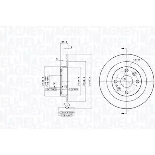 Brzdový kotúč MAGNETI MARELLI 360406194300