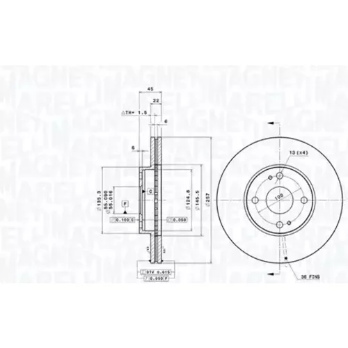 Brzdový kotúč MAGNETI MARELLI 360406196100