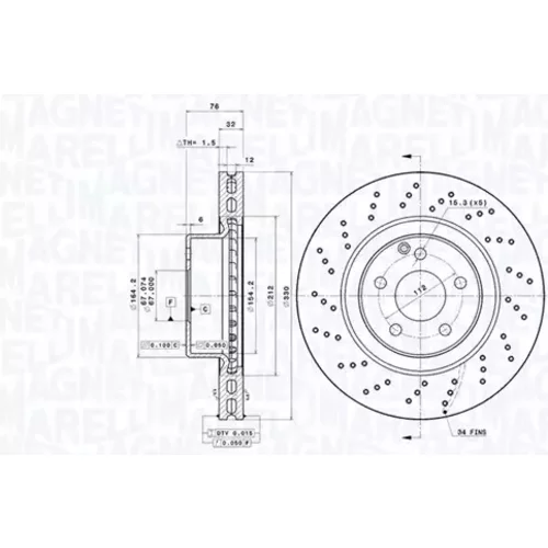 Brzdový kotúč MAGNETI MARELLI 360406205401