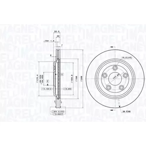 Brzdový kotúč MAGNETI MARELLI 360406206101