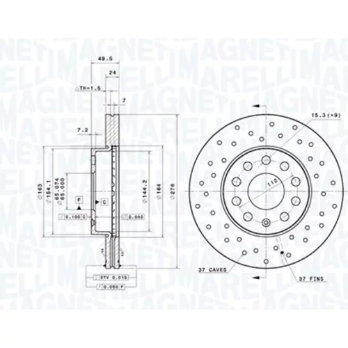 Brzdový kotúč MAGNETI MARELLI 360406218702