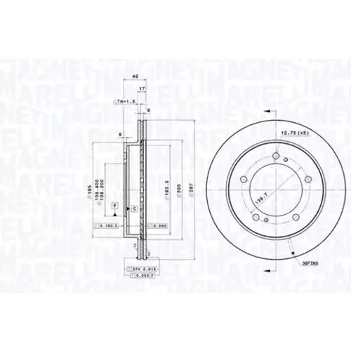 Brzdový kotúč MAGNETI MARELLI 360406191100
