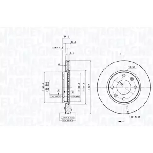 Brzdový kotúč MAGNETI MARELLI 360406193901