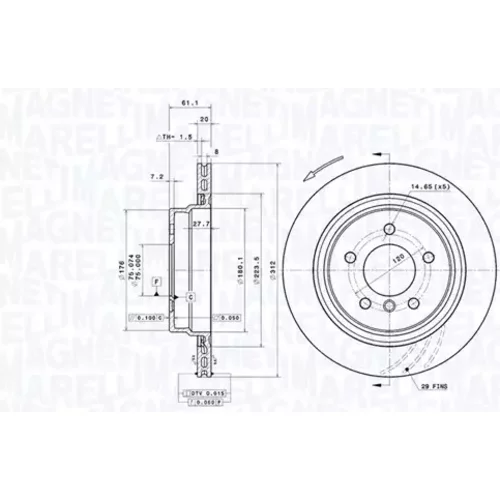 Brzdový kotúč MAGNETI MARELLI 360406205901