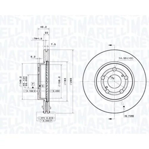 Brzdový kotúč MAGNETI MARELLI 360406218001