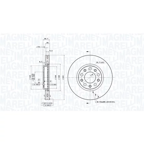 Brzdový kotúč MAGNETI MARELLI 360406081301