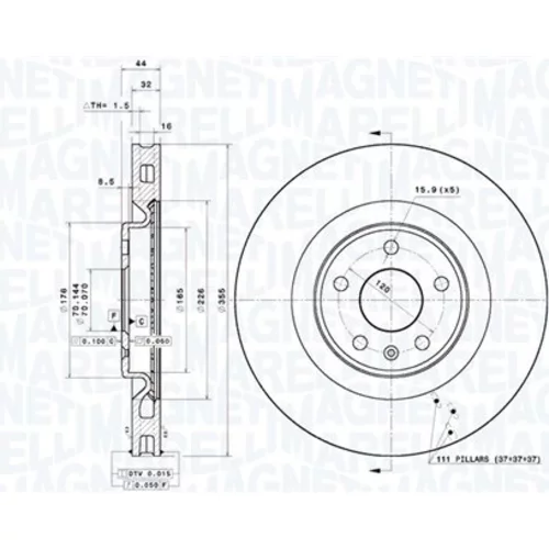 Brzdový kotúč MAGNETI MARELLI 360406215601