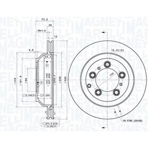 Brzdový kotúč MAGNETI MARELLI 360406216301