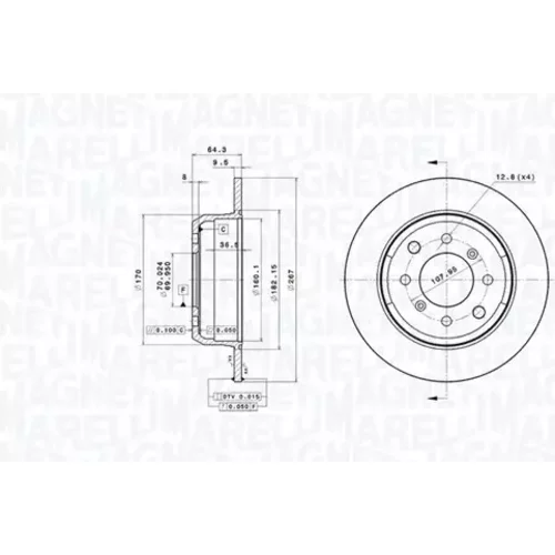 Brzdový kotúč MAGNETI MARELLI 360406192000