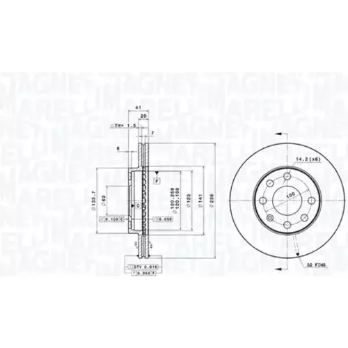 Brzdový kotúč MAGNETI MARELLI 360406198900