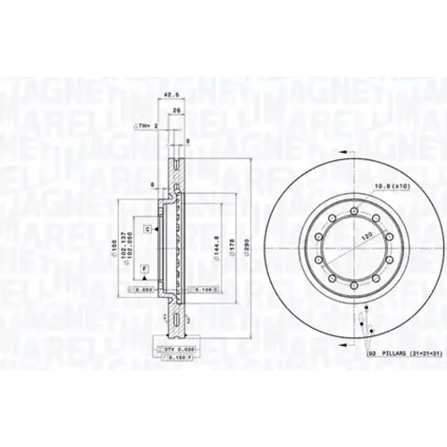 Brzdový kotúč MAGNETI MARELLI 360406206200