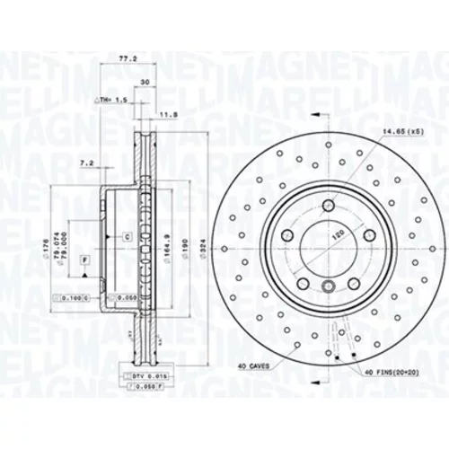 Brzdový kotúč MAGNETI MARELLI 360406215002