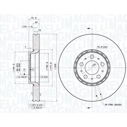 Brzdový kotúč MAGNETI MARELLI 360406219701